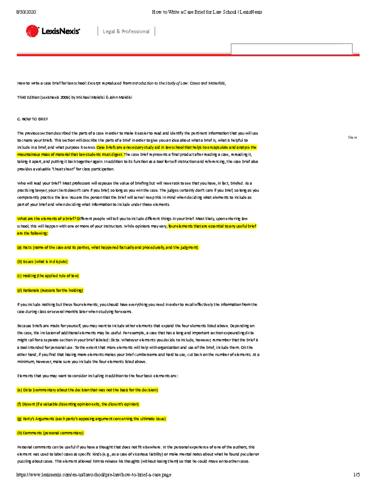 how-to-write-a-case-brief-for-law-school-lexis-nexis-mgmt-691-studocu