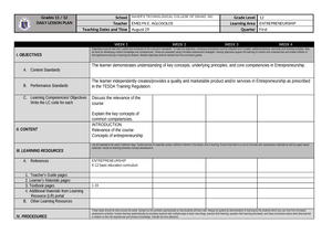 Week Log Entrep WEEK 6 - Nothing Important - GRADES 1 To 12 DAILY ...