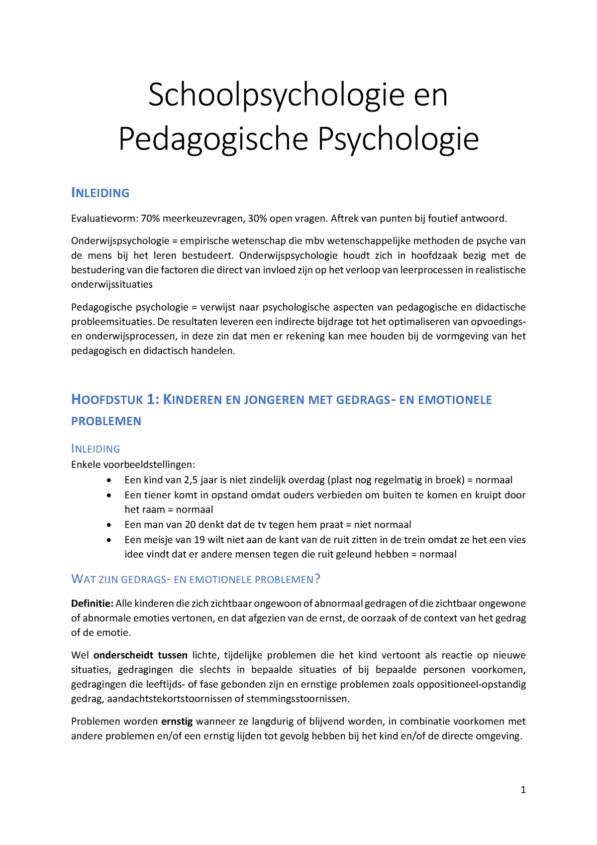 Samenvatting Schoolpsychologie En Pedagogische Psychologie ...