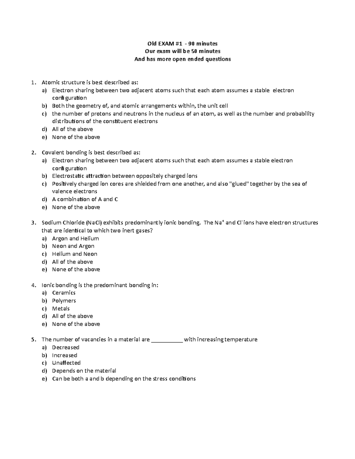 Exam #1 Old For Practice Ema 6001 2021 - Old Exam #1 - 90 Minutes Our 