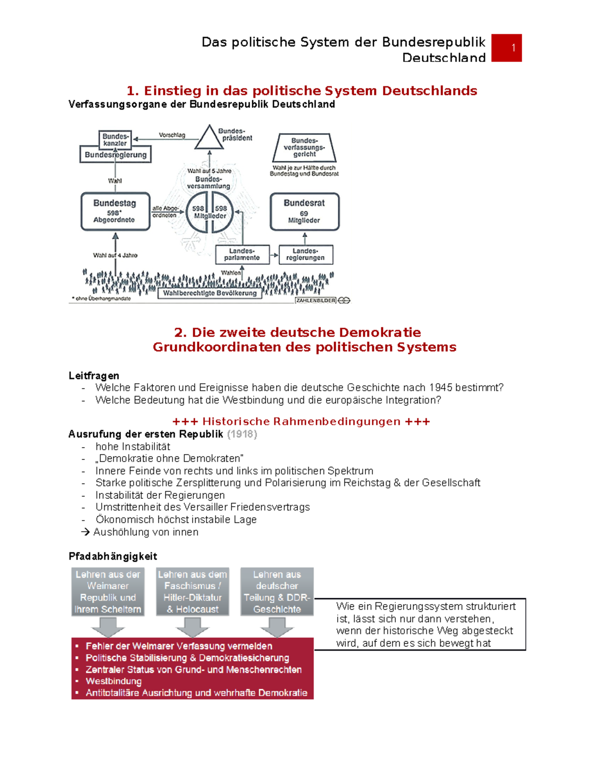 Das Politische System Deutschlands - Deutschland 1 1. Einstieg In Das ...