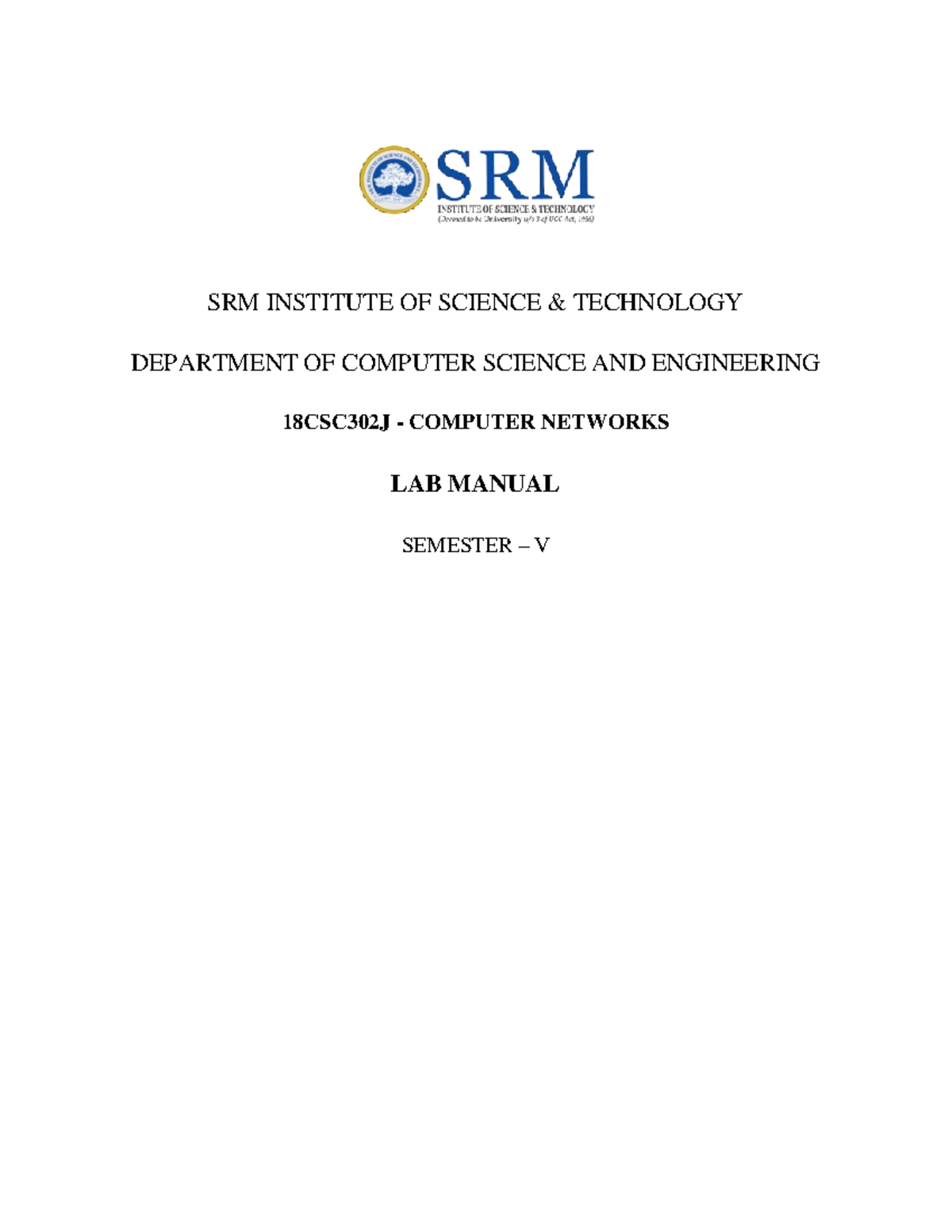 CN Lab Manual - Rsb Dt Htnjuynmyi M - SRM INSTITUTE OF SCIENCE ...