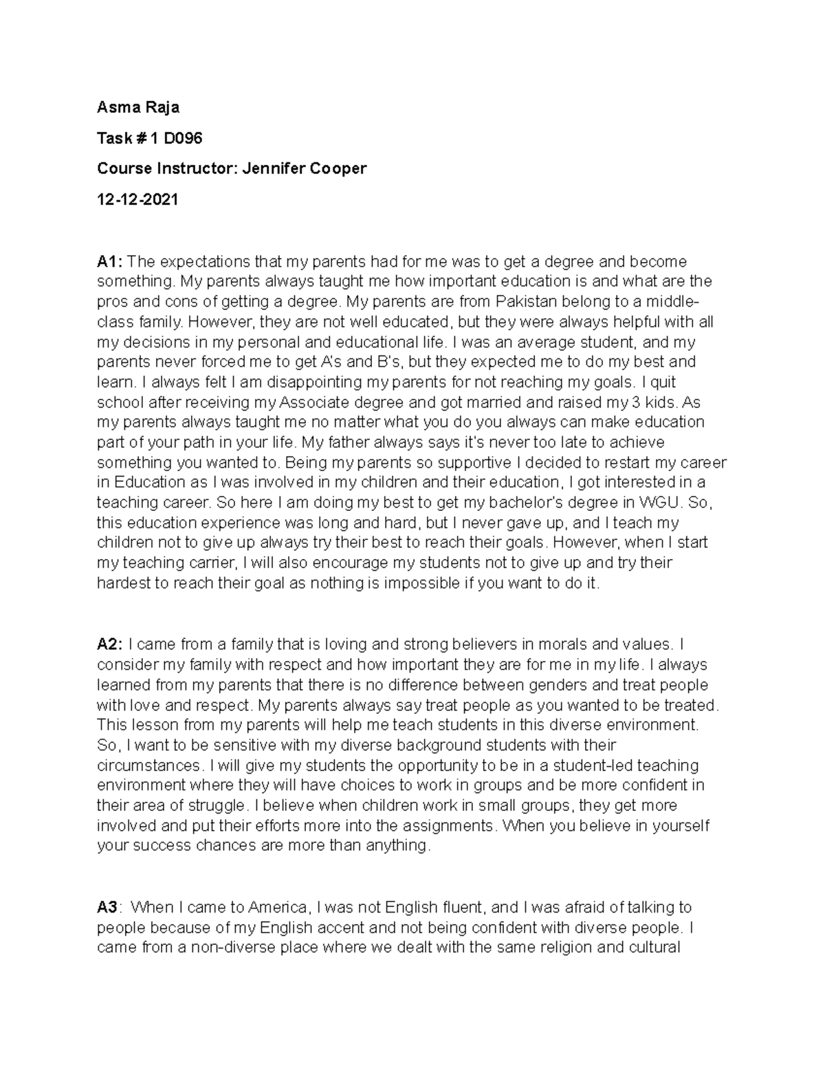 Asma raja D096 Task1 - this assignment is about the task related to ...