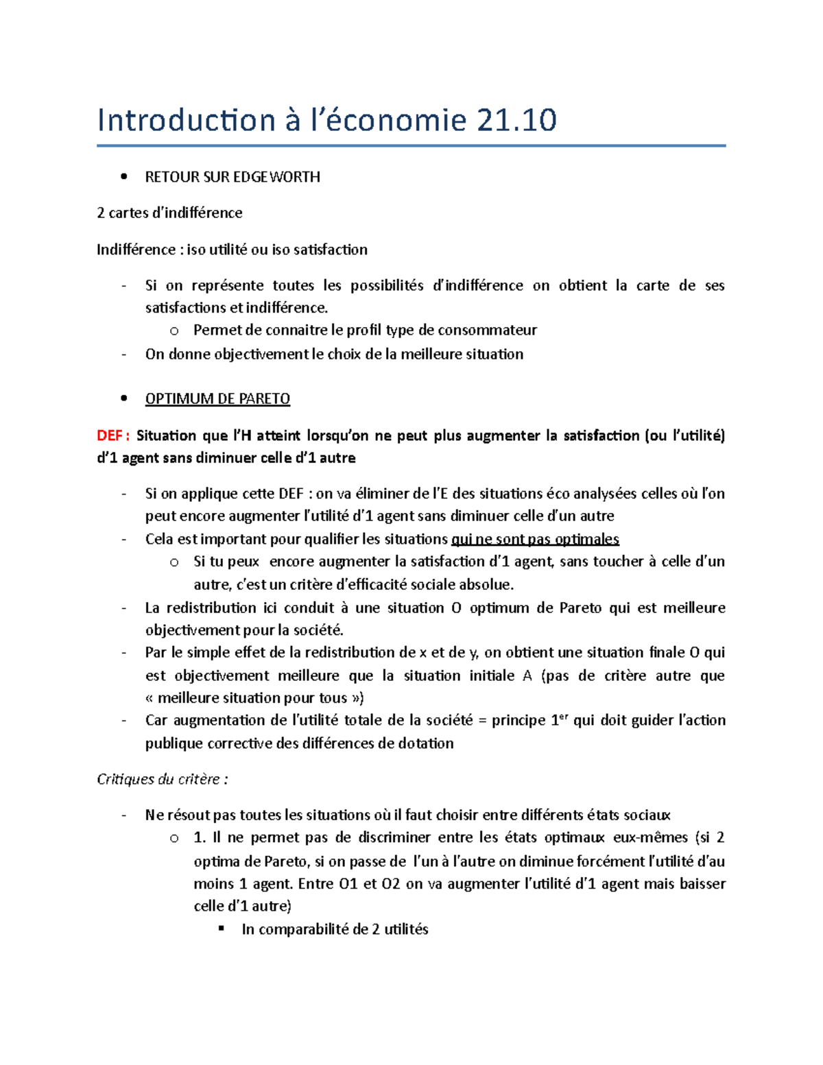 Introduction à L économie 21 - Introduction à L’économie 21. RETOUR SUR ...