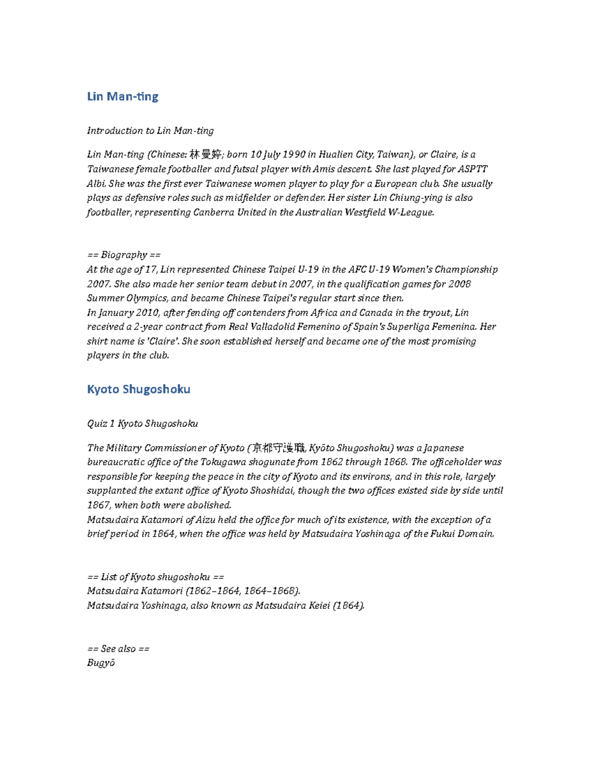 PSY167 Assignment Lin Man-ting - Lin Man-ting Introduction to Lin Man ...