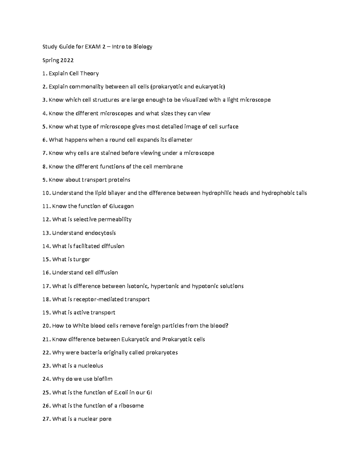 Review+for+Exam+2+Intro+to+Bio - Study Guide for EXAM 2 – Intro to ...