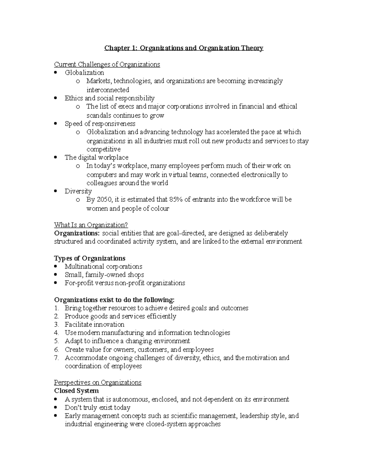 Ch01 Organizations and Organization Theory - Chapter 1: Organizations ...