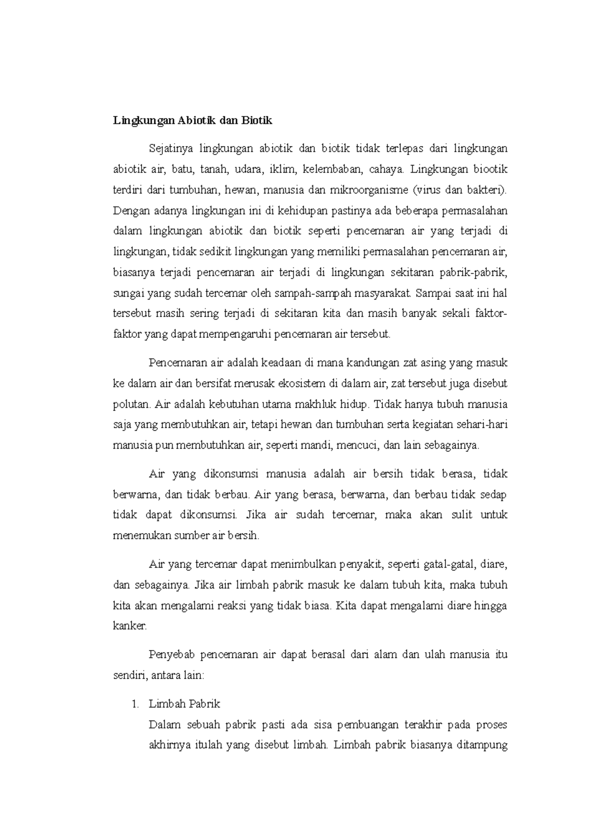 Lingkungan Abiotik Tugas pengembangan peta konsep 1 Mei 2019