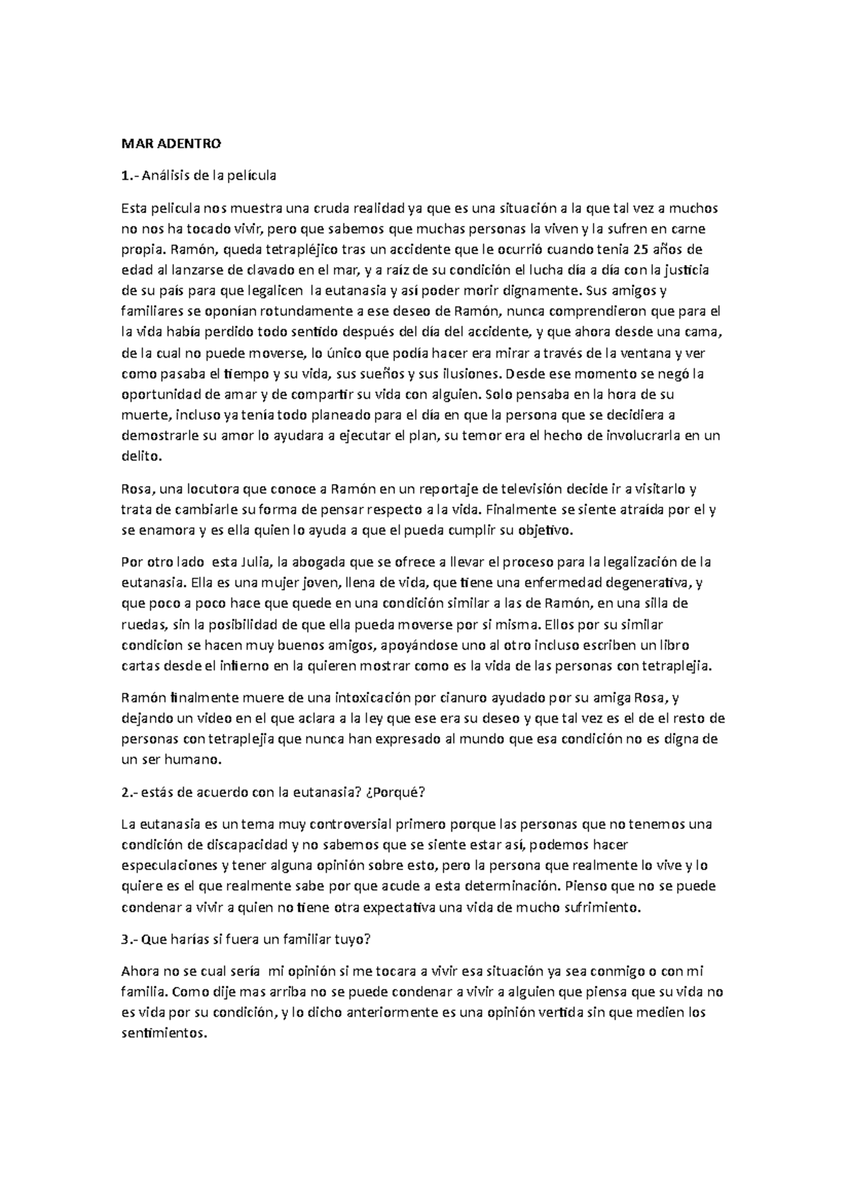 Mar Adentro Pelicula Resumenes 2021 Mar Adentro 1 Analisis De La Pelicula Esta Pelicula Nos Studocu