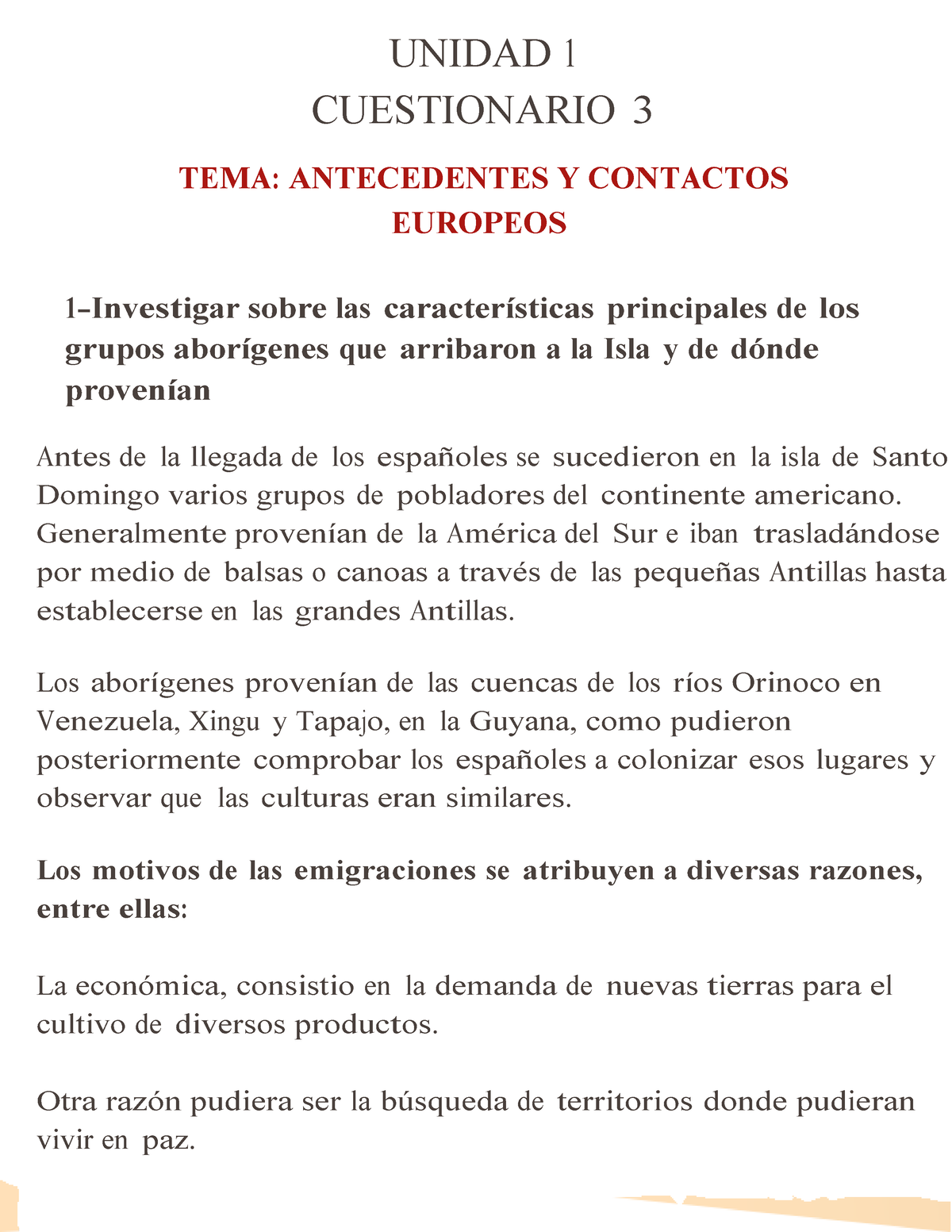 Unidad 1 Cuestionario 3 - UNIDAD 1 CUESTIONARIO 3 T EMA : ANTECEDENTES ...