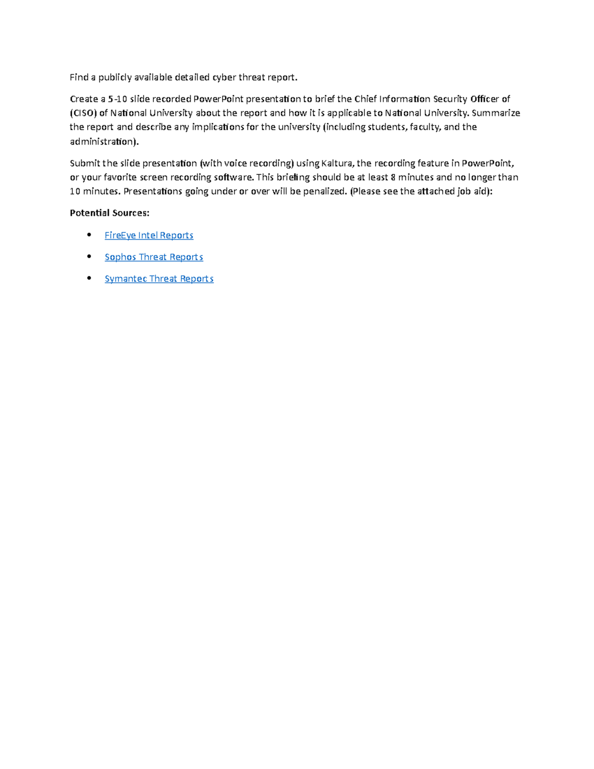Cyb 450 week 3 - This is week three assignment for the course - Find a ...