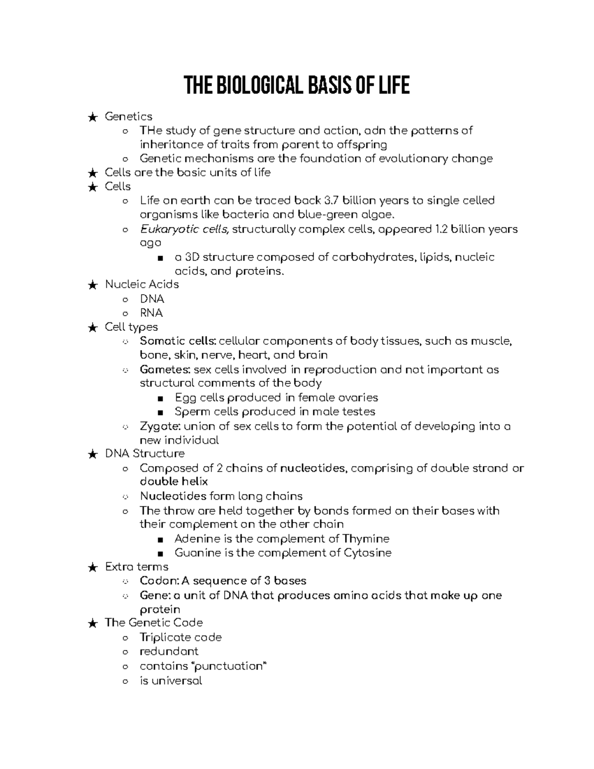 ANT 230 Biological Basis of Life The Biological basis of life