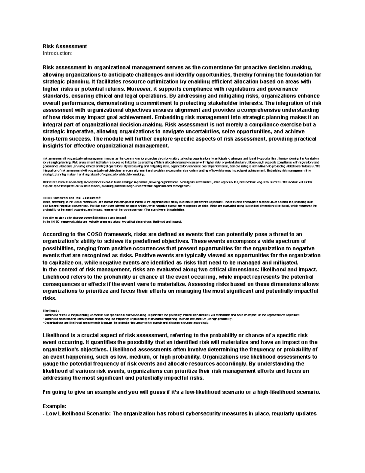 OP report my part - Risk Assessment Introduction: Risk assessment in ...