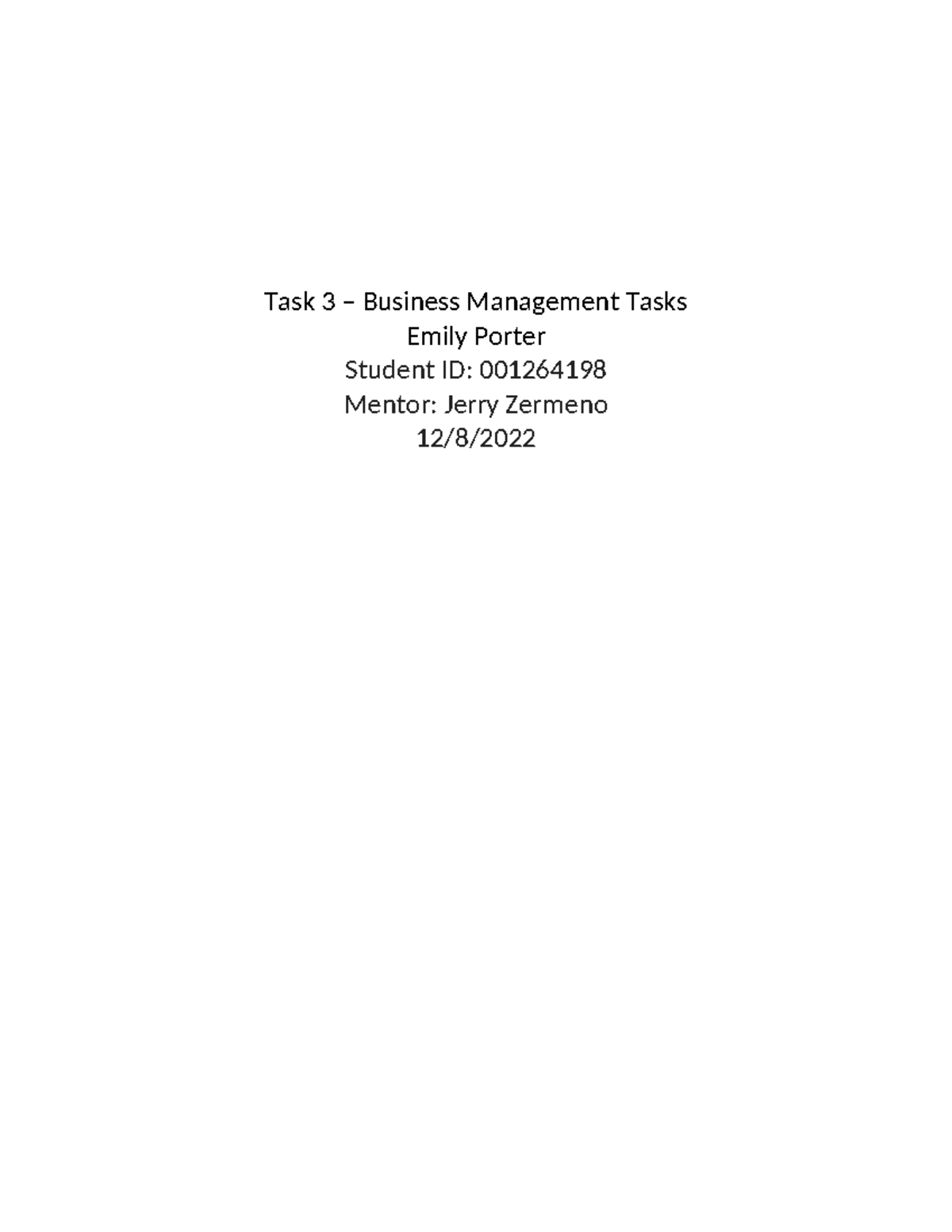 Task 3 Business MGMT Tasks - Task 3 – Business Management Tasks Emily ...