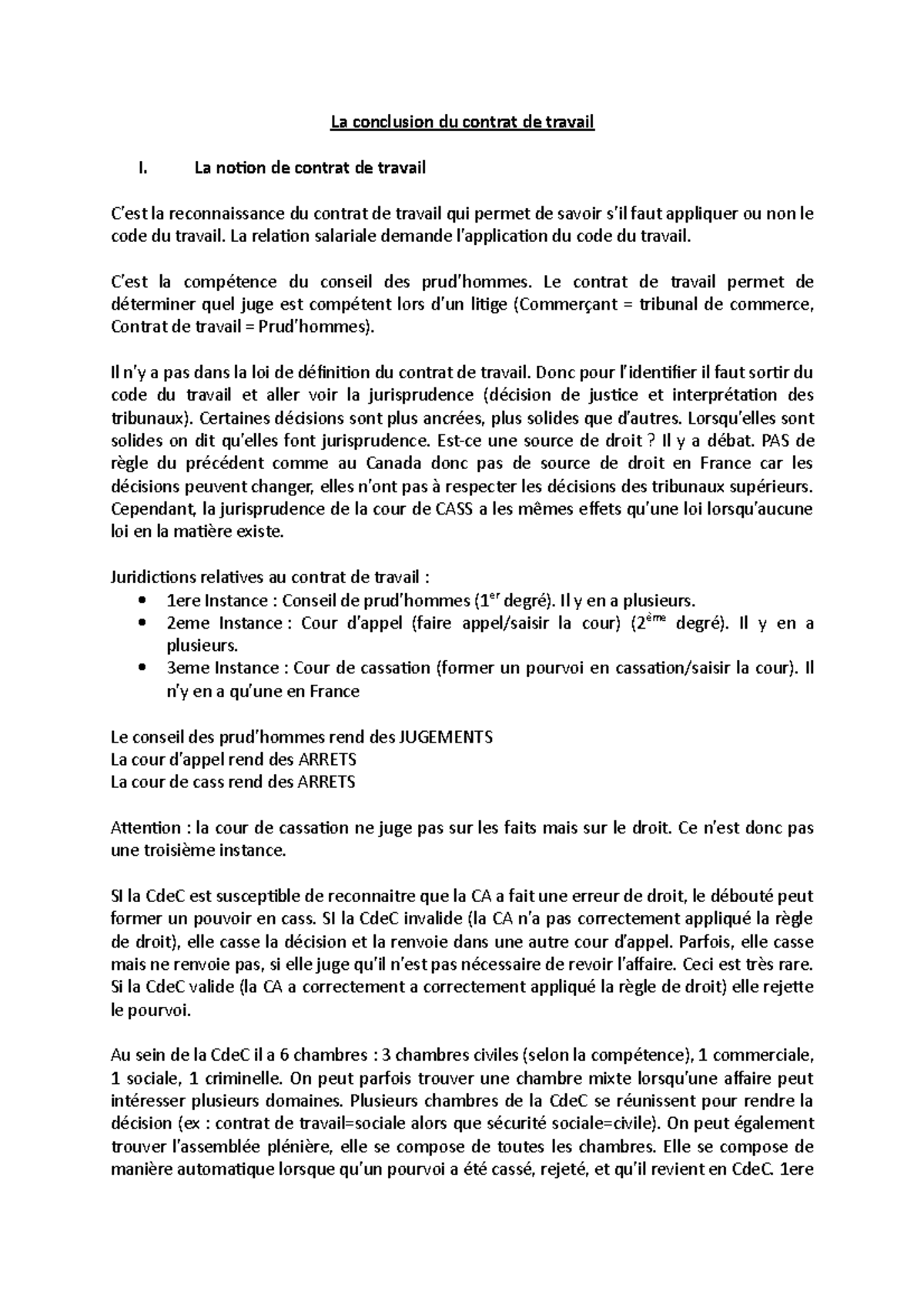 La Conclusion Du Contrat De Travail - La Notion De Contrat De Travail ...