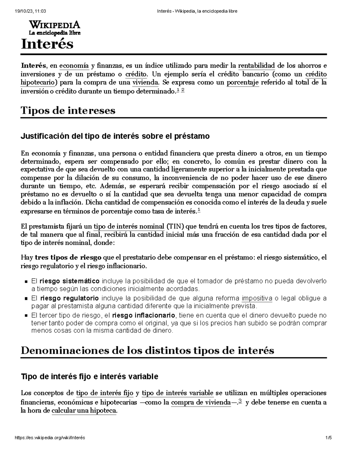 Interés Apuntes - Interés Interés, en economía y finanzas, es un índice ...