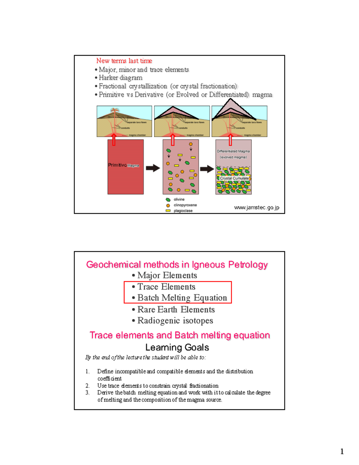 L13 Batch Melting - Lecture Notes 13 - New Terms Last Time Major, Minor ...