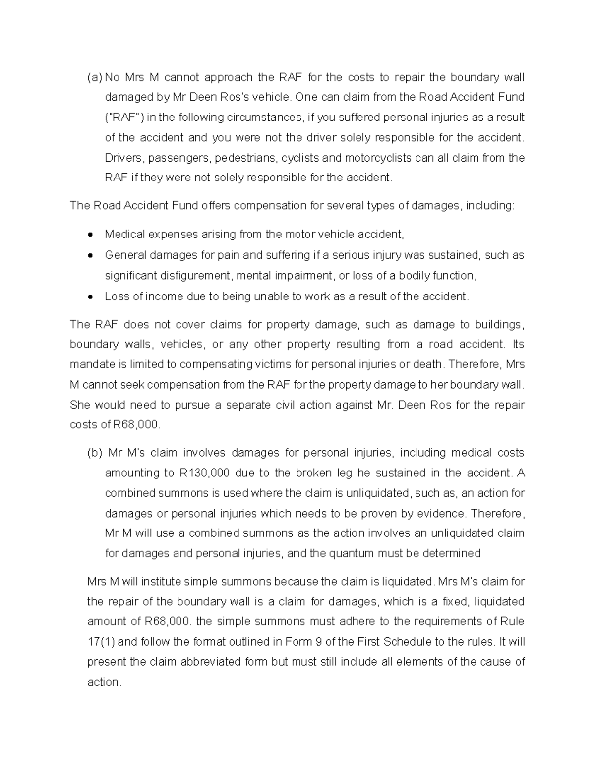 TLI4801 Assignment 01 Semester 02 2024 - (a) No Mrs M cannot approach ...