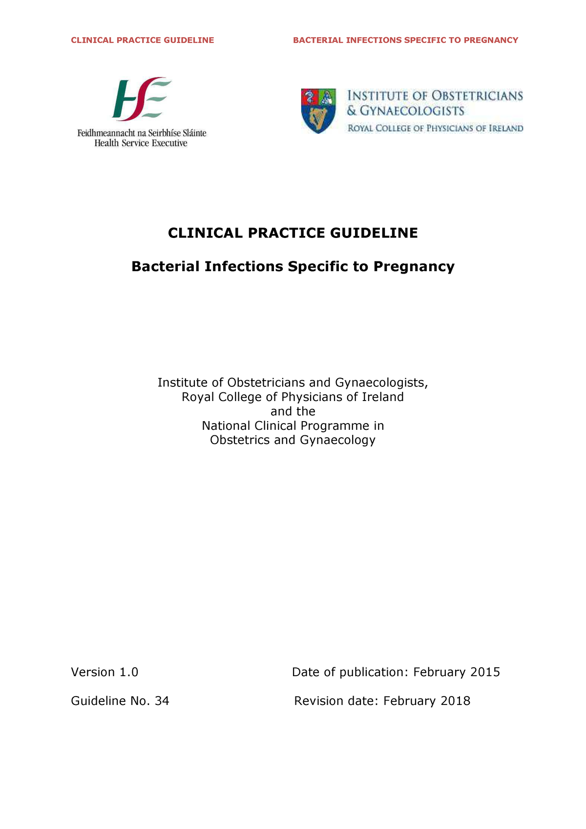 09. Clinical Practice Guideline Autor Institute Of Obstetricians And ...