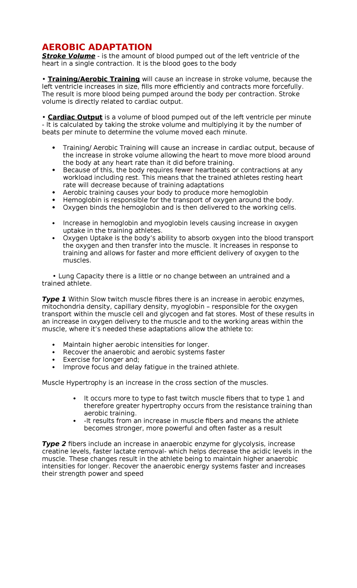 Aerobic Adaptation AND Factors Affecting THE Aerobic Training Response ...