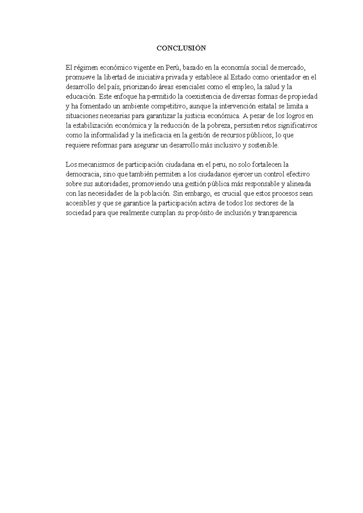 Conclusion y referencia - CONCLUSIÓN El régimen económico vigente en ...