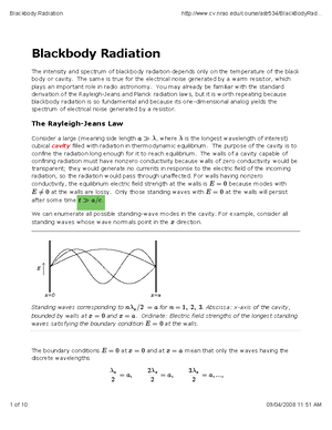 Black Body Rad Lecture Notes 1 2 Blackbody Radiation Http Www Cv Nrao Edu Course Astr534 Blackbodyrad Blackbody Radiation The Intensity And Spectrum Of Studocu