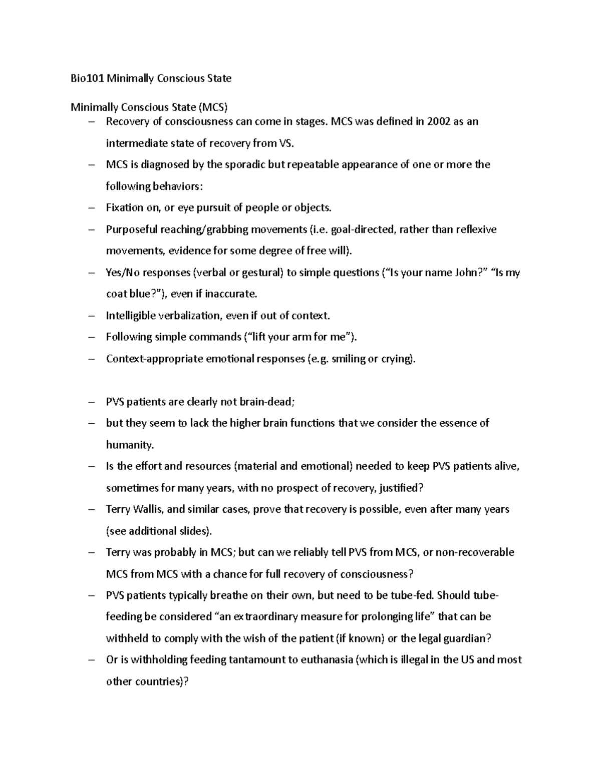 Bio101 Minimally Conscious State - Bio101 Minimally Conscious State ...