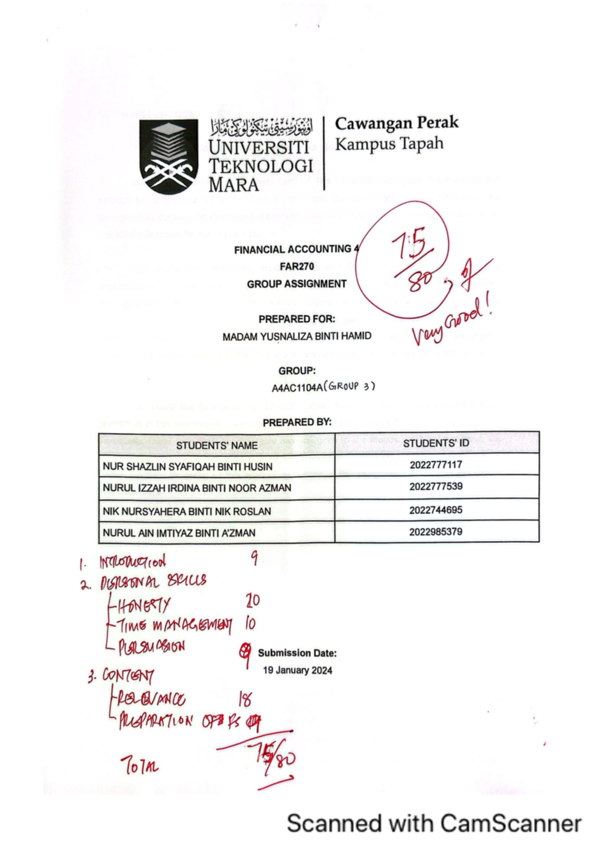 GOUP Project BEST Highest Sample 1-AC1104A - Cawangan Perak UNIVERSITI ...