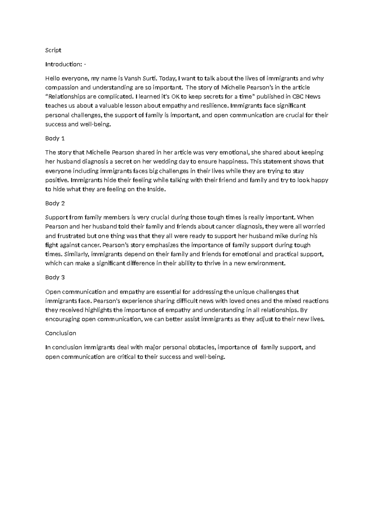 Script for 171 - abcd - Script Introduction: - Hello everyone, my name ...