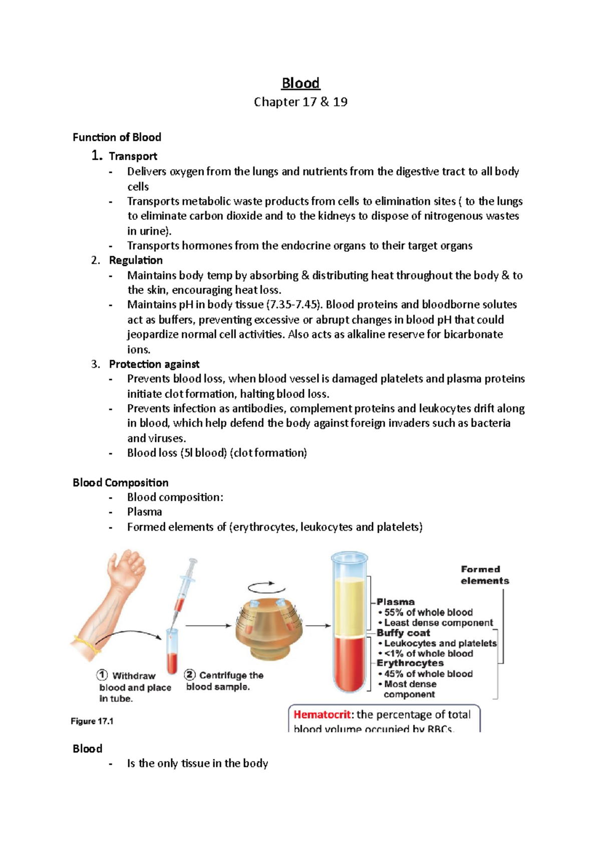 Blood Overview, W1 content - BIO1203 - USQ - Studocu