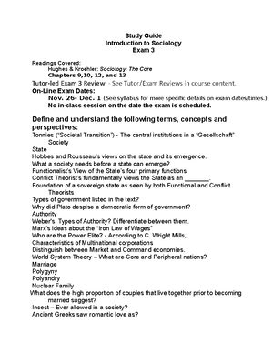 SOC 101: Final Exam Study Guide - Study Guide SOC 101 Introduction To ...