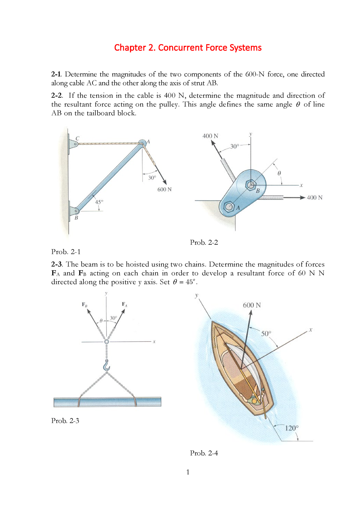 P1-TH-Problems Statics - Chapter 2. Concurrent Force Systems 2-1 ...