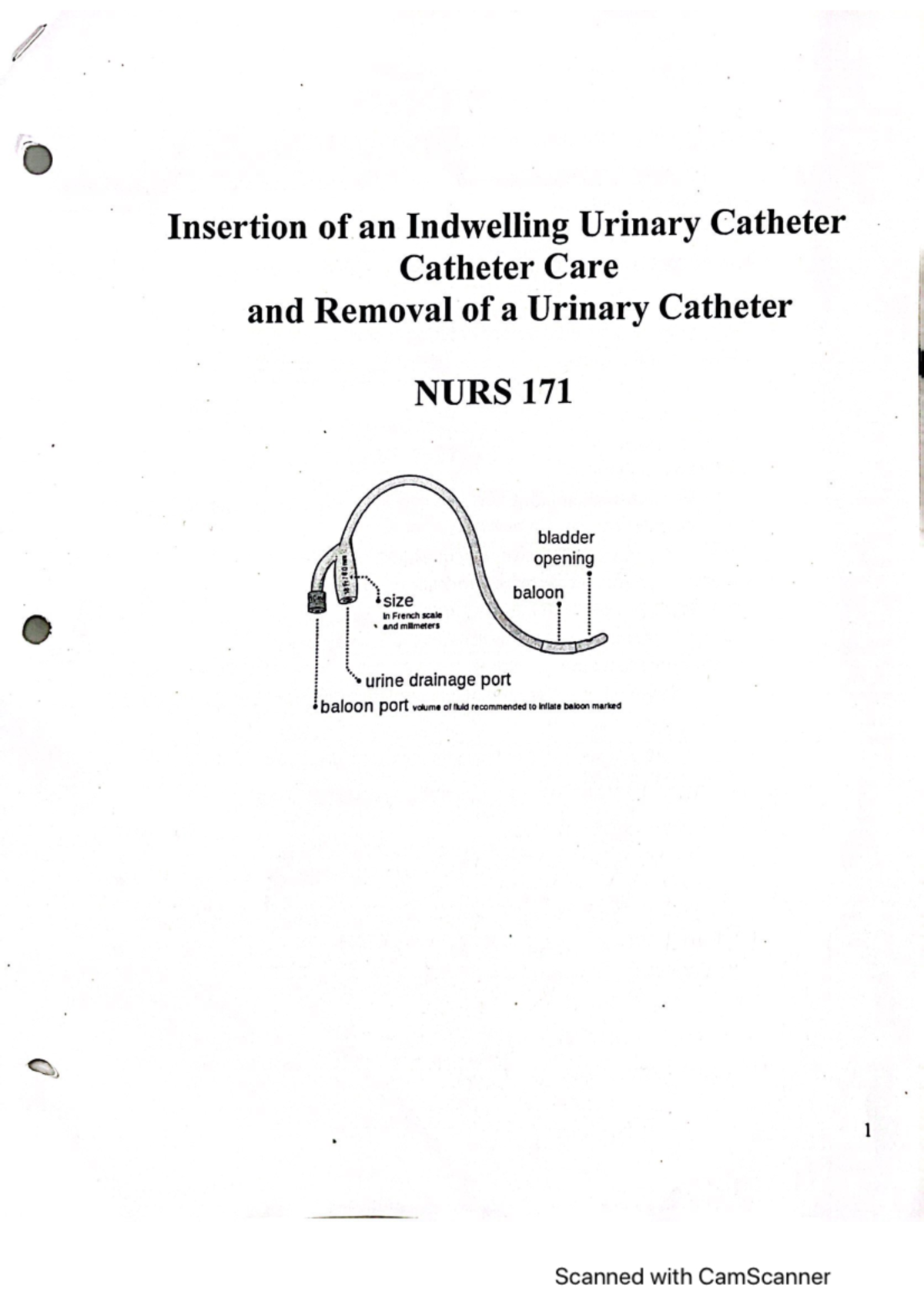 Nursing Insertion Of An Indwelling - Nurs 171 - Studocu