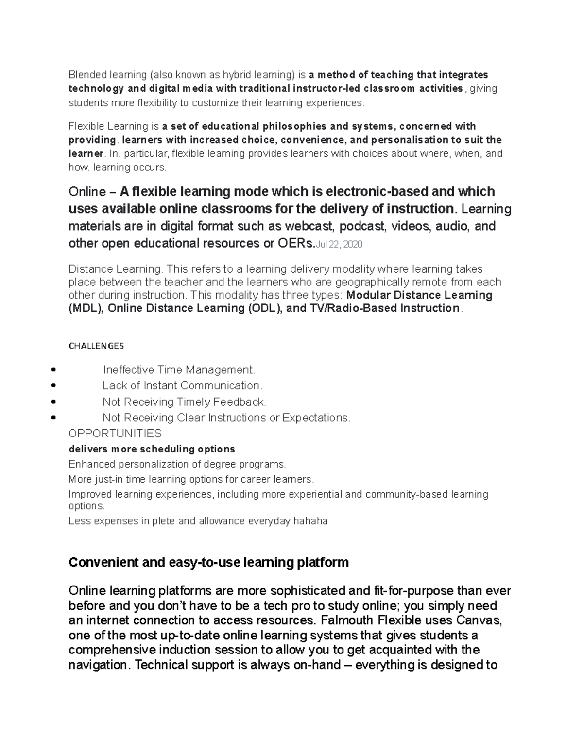 blended learning case study questions