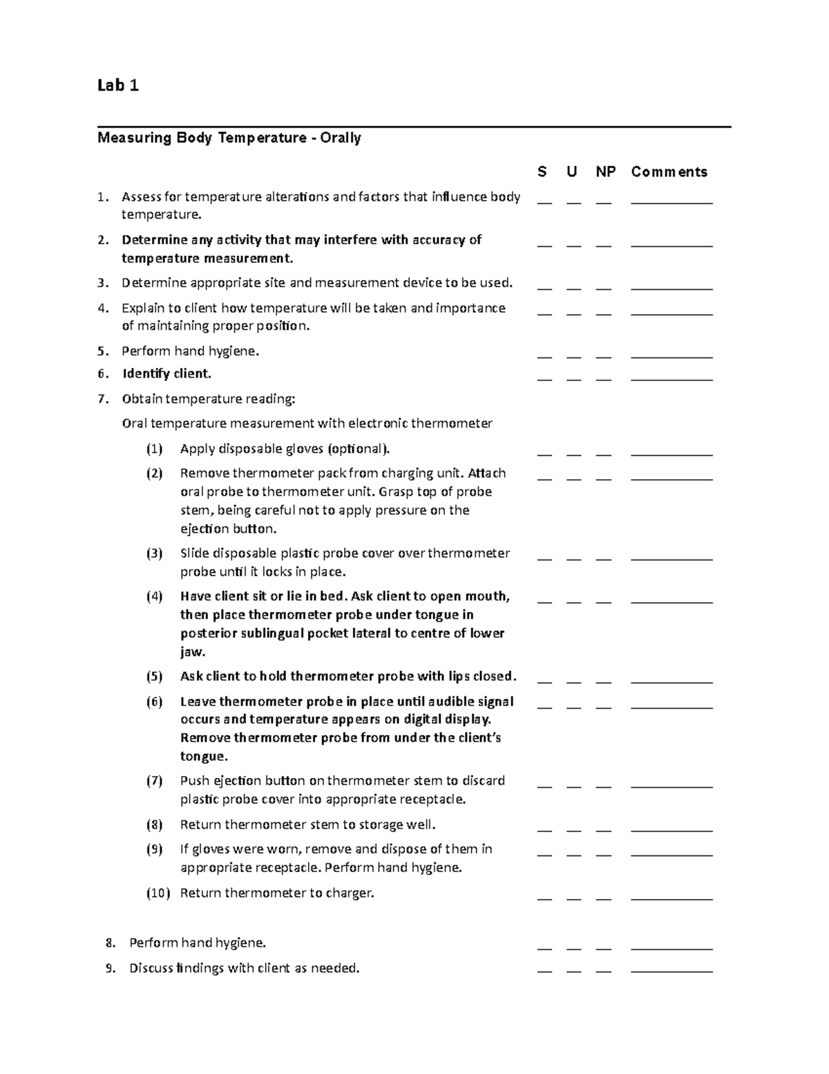 Temperature-Oral (6th ed) - Lab 1 Measuring Body Temperature - Orally S ...