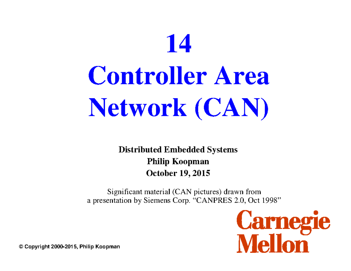 14 can - control - 14 Controller Area Network (CAN) Distributed ...