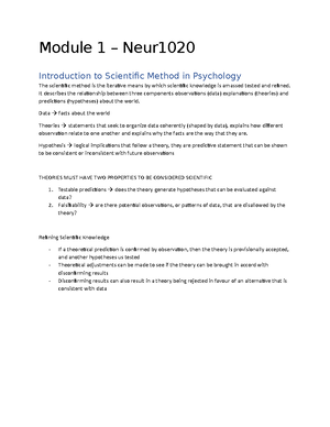 Module two neur1020 notes - 2 introduction the brain 2% of our total ...