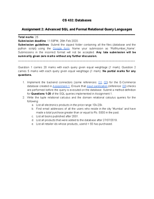 Assignment 2 - Practice shared by professor - Assignment -2 (50 points ...