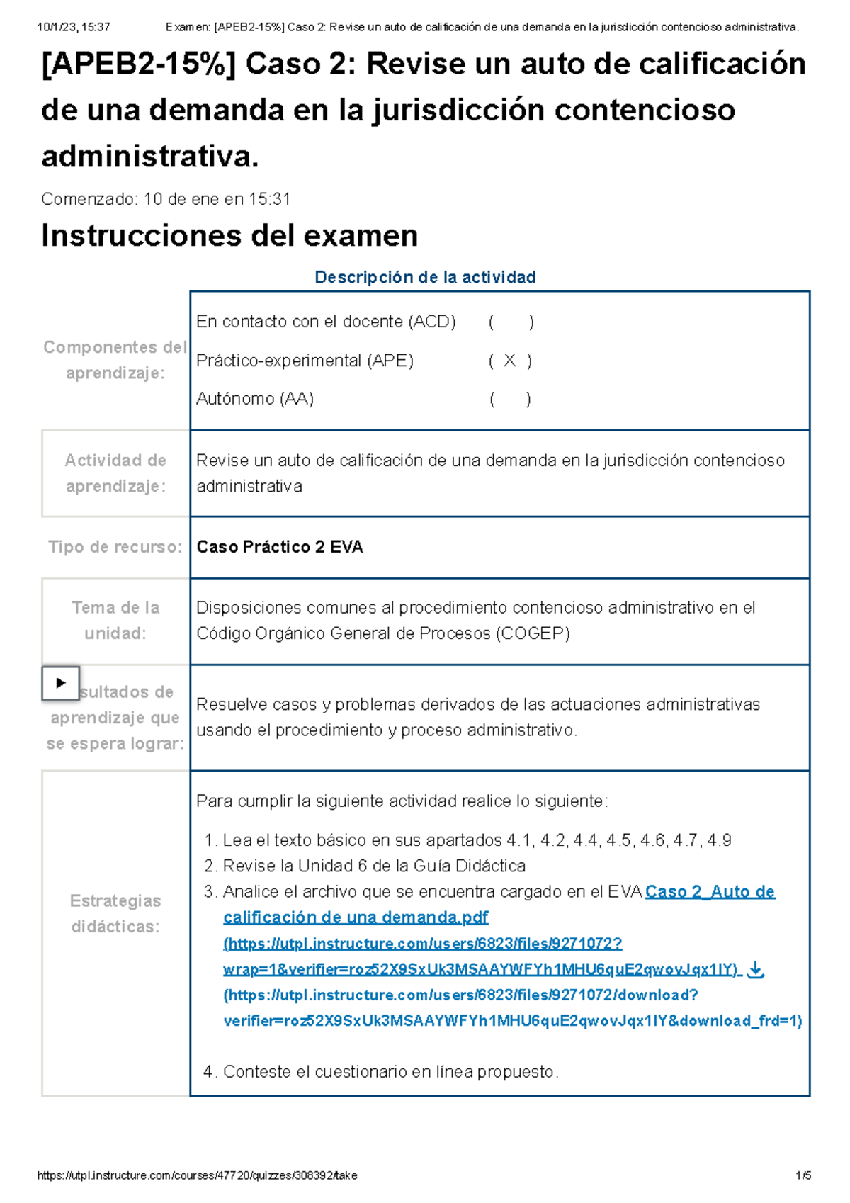 Caso 2 B2 Revise un auto de calificación de una demanda en la ...