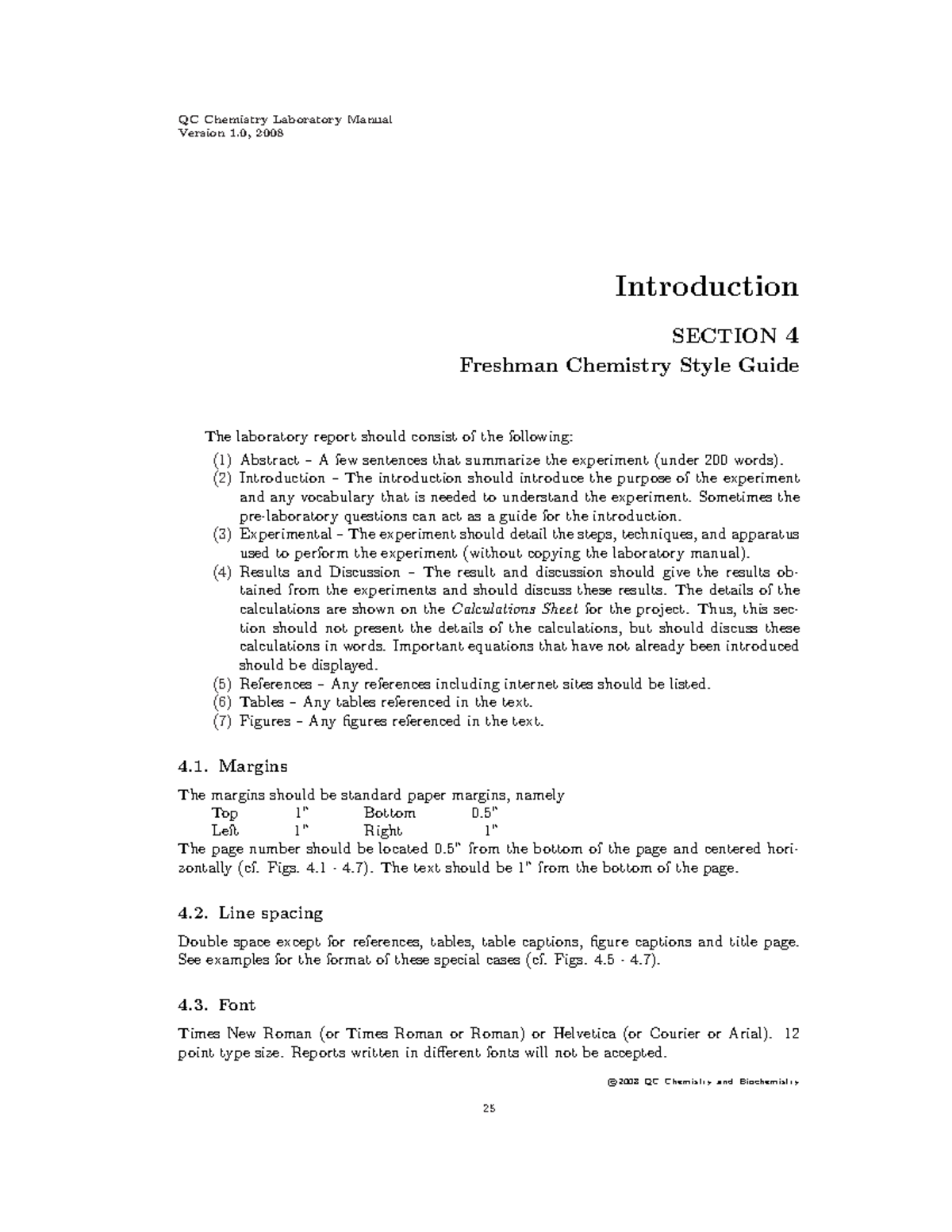 LR3 Style Guide CH 113 Lab Reports QC Chemistry Laboratory Manual 