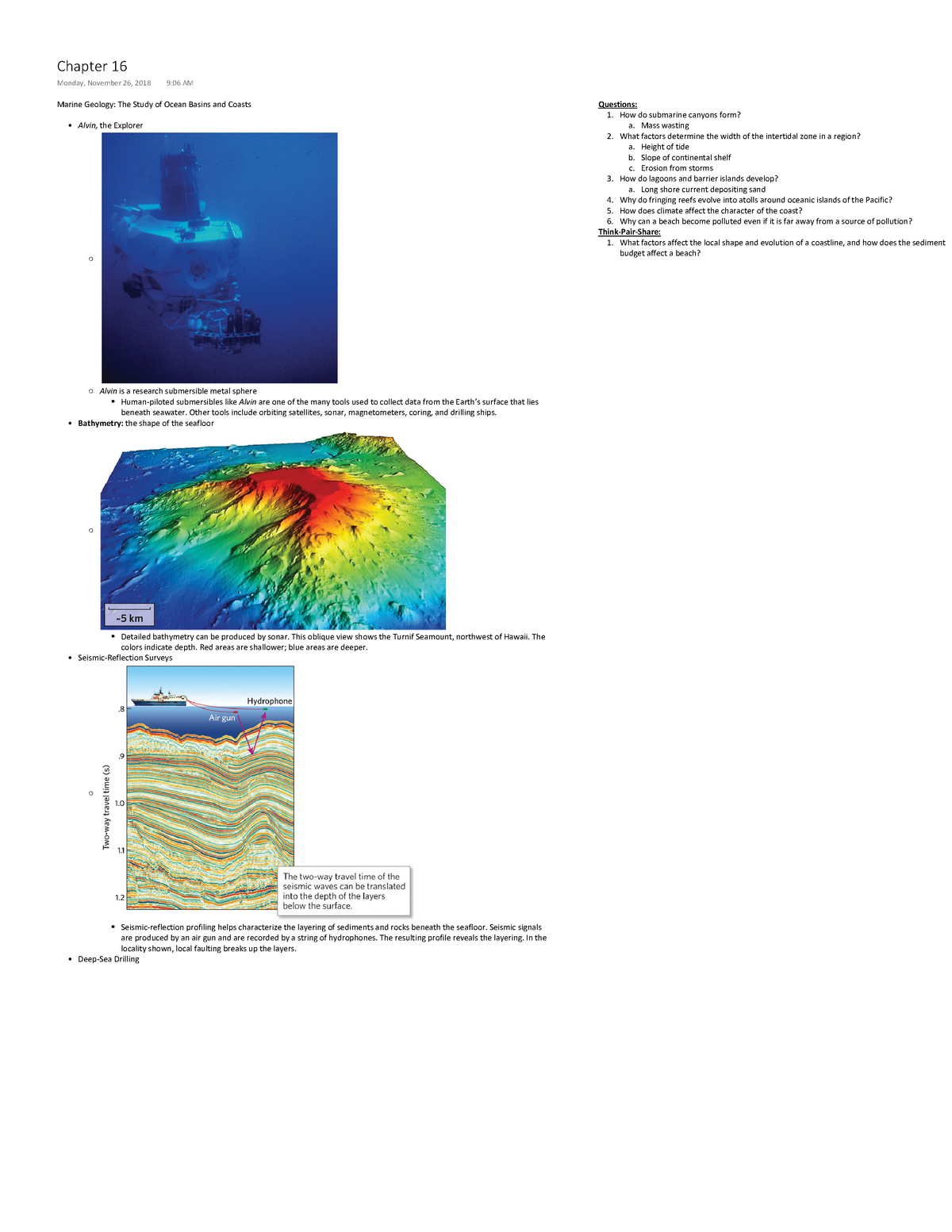 Chapter 16 Marine Geology - The Study Of Ocean Basins And Coasts ...