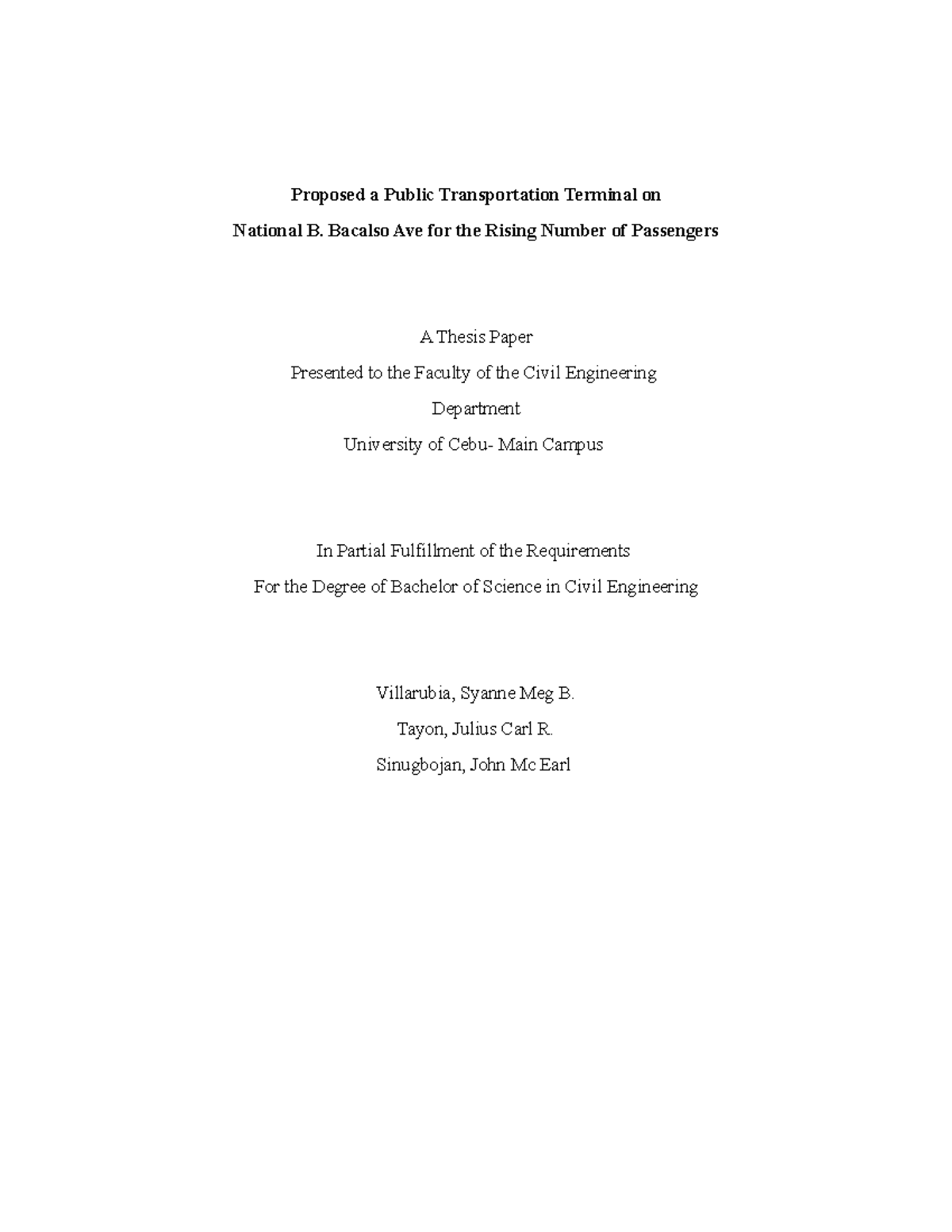 THE LAST BOT Standing Partial Thesis - Proposed a Public Transportation ...