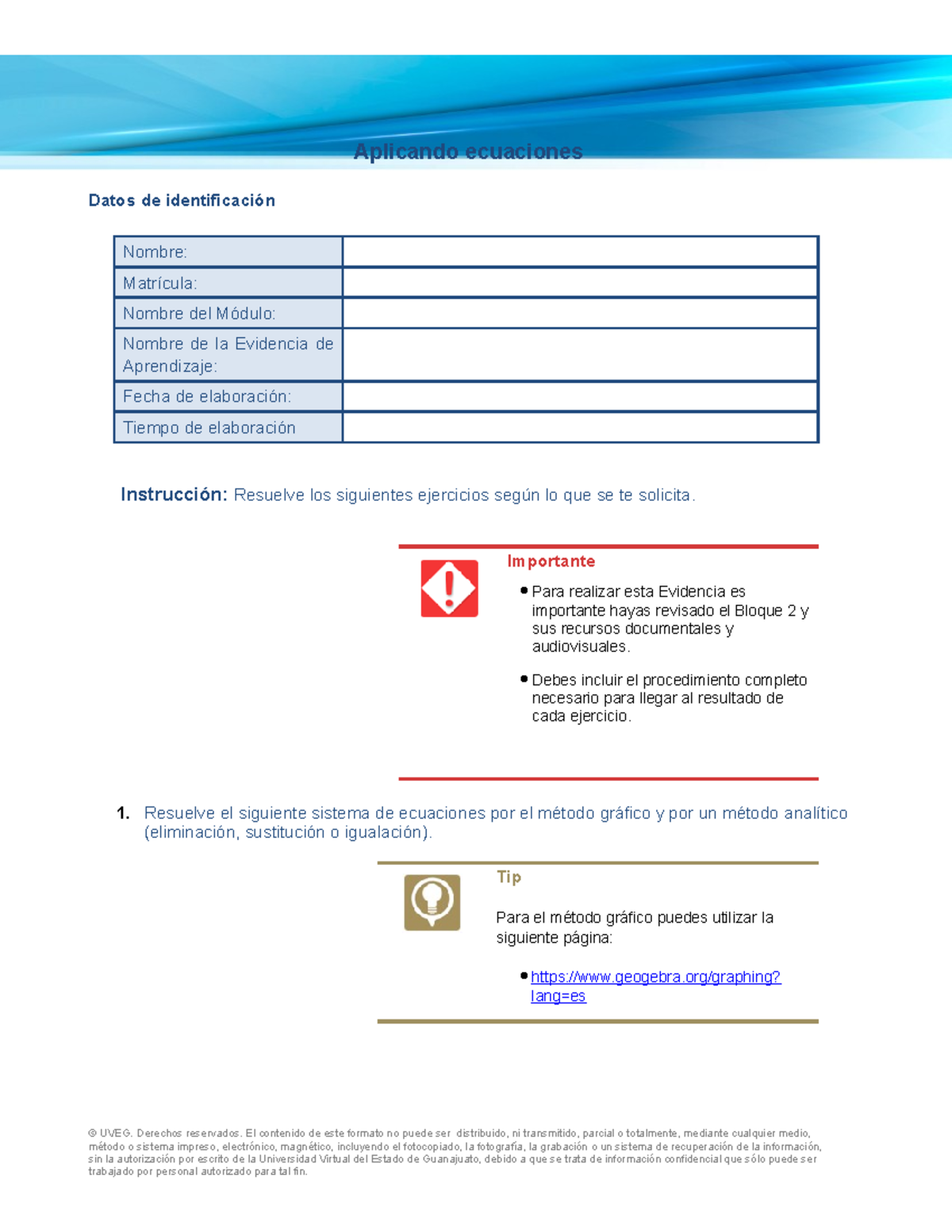 Fa EMS B2 EA2 Formato - Aplicando Ecuaciones Datos De Identificación ...