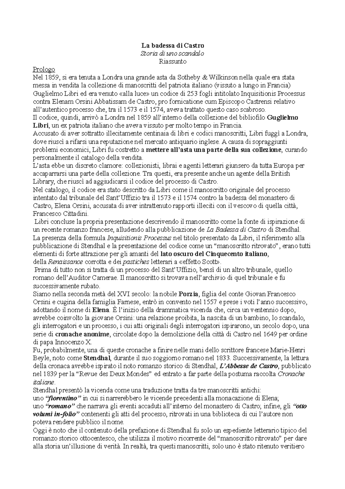 La Badessa E Le Brache Analisi Del Testo