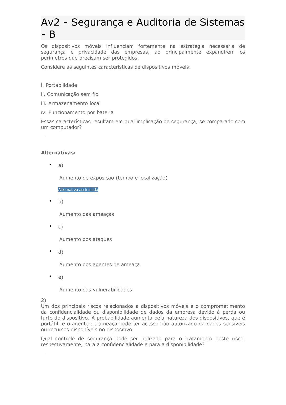 Av2 - Segurança E Auditoria De Sistemas - B - Av2 - Segurança E ...