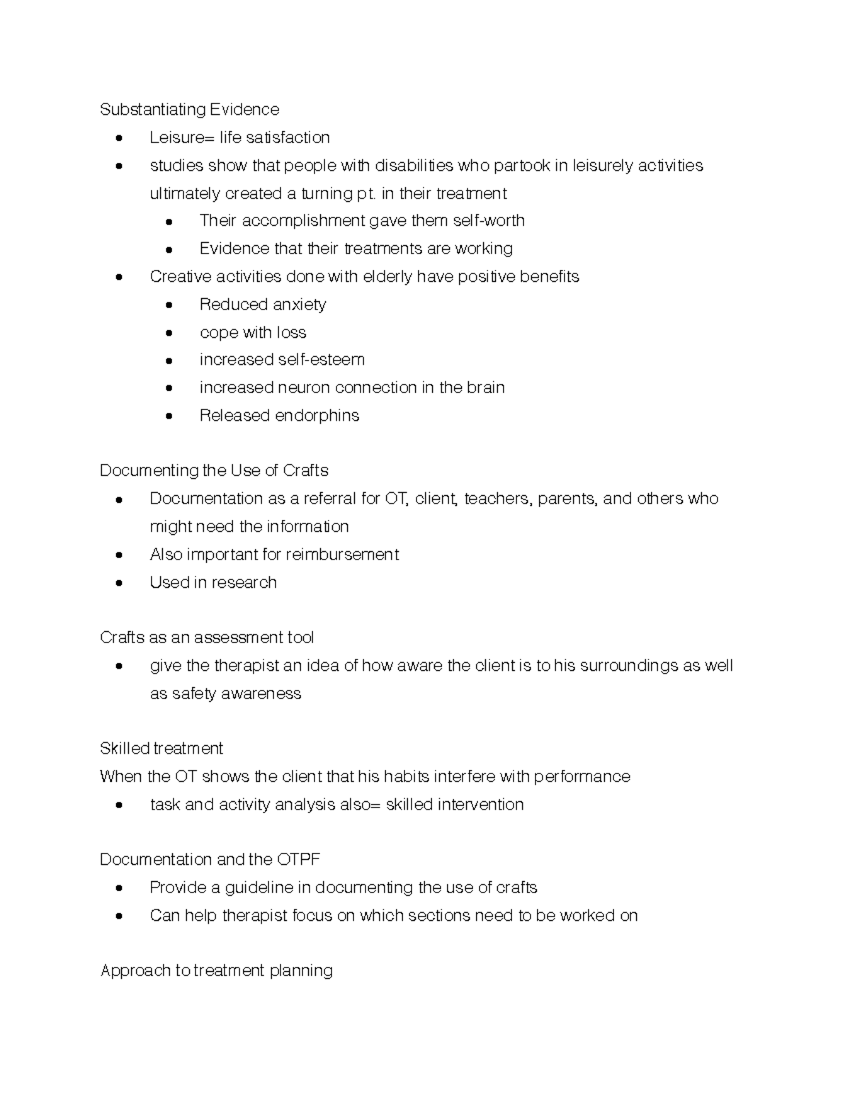 Ot101 final 2 - Substantiating Evidence - Leisure= life satisfaction ...
