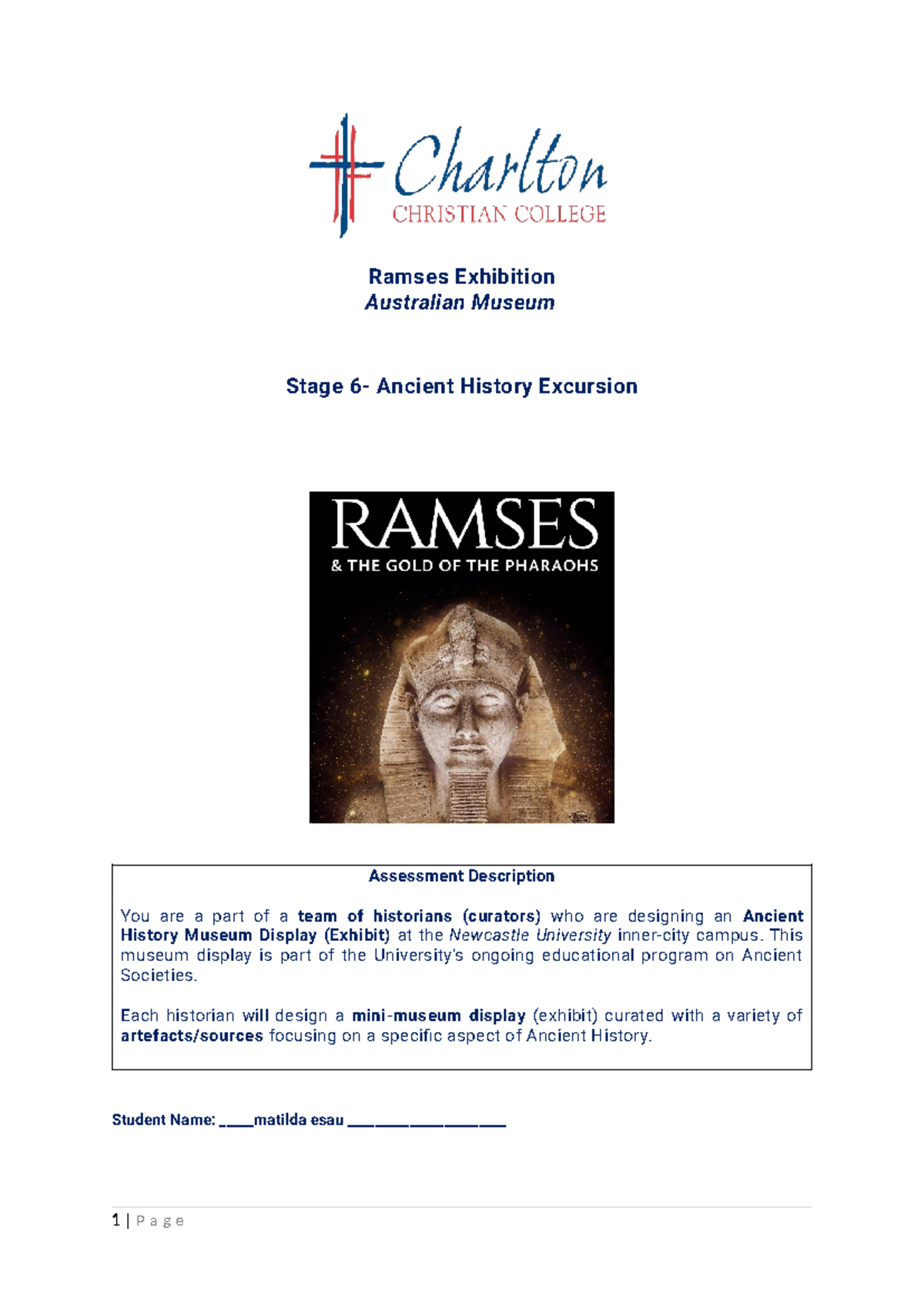 Finished excursion source analysis - Ramses Exhibition Australian ...