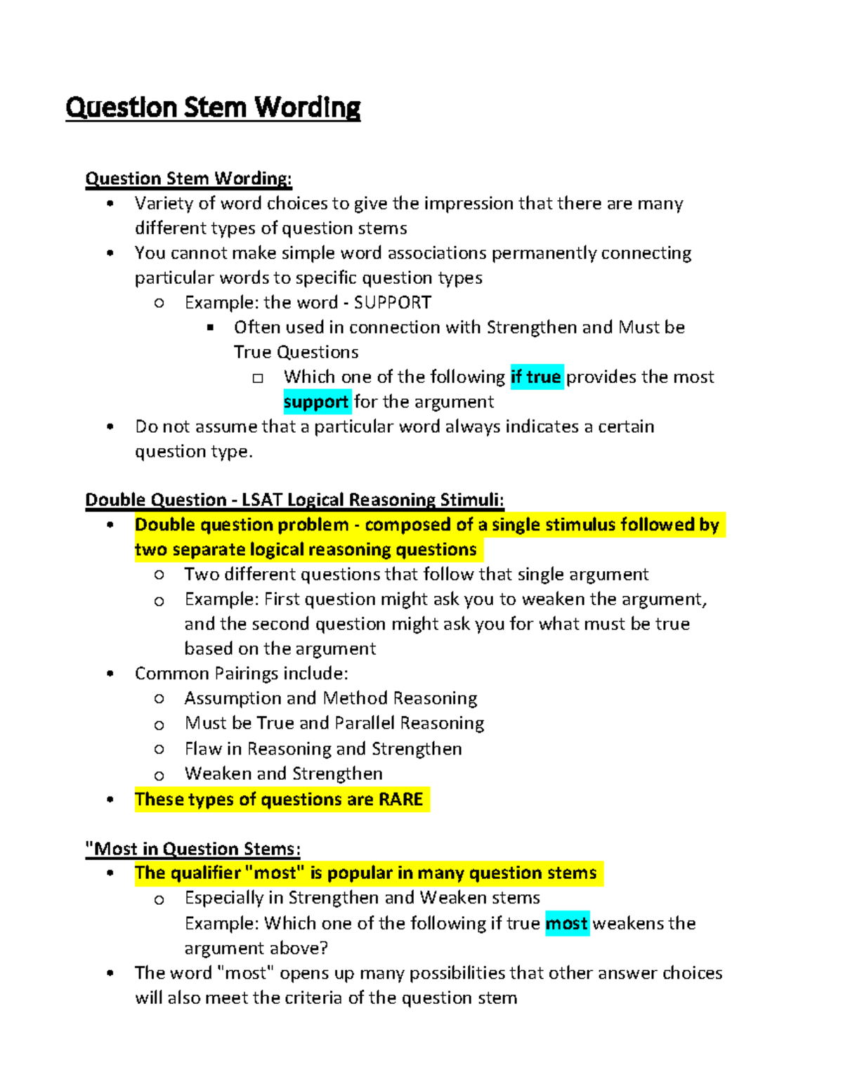 Logical Reasoning Question Stem Wording Question Stem Wording
