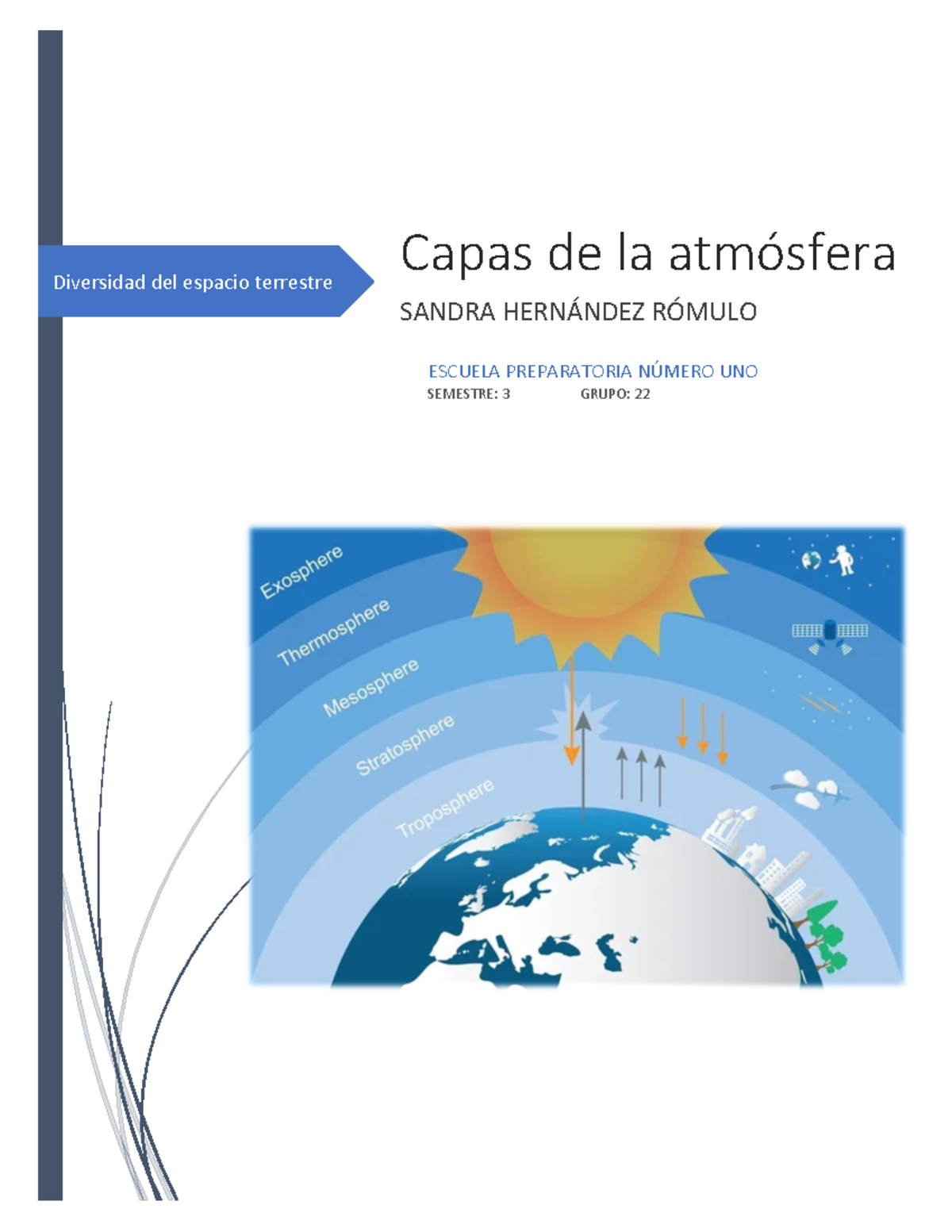 Capas De La Atmosfera Diversidad Del Espacio Terrestre Capas De La Atmósfera Sandra HernÁndez 0017