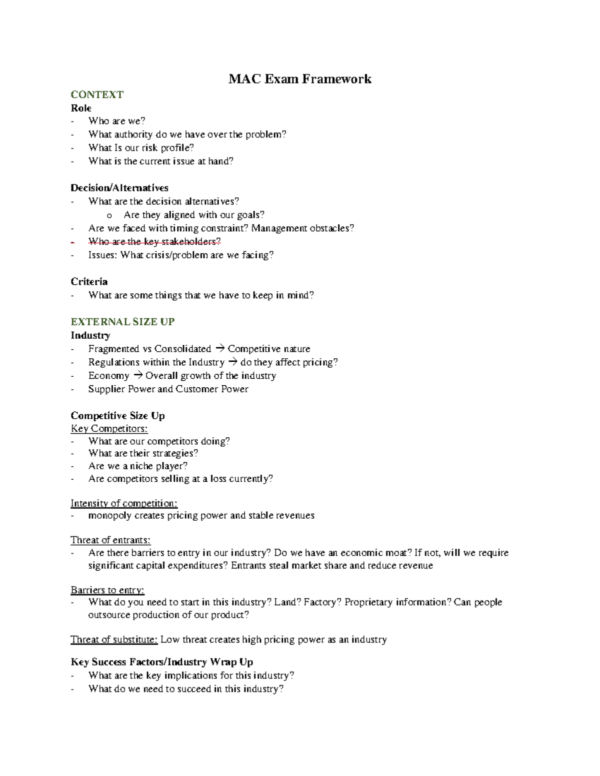 MAC-Exam-Framework - Framework for exam - MAC Exam Framework CONTEXT ...